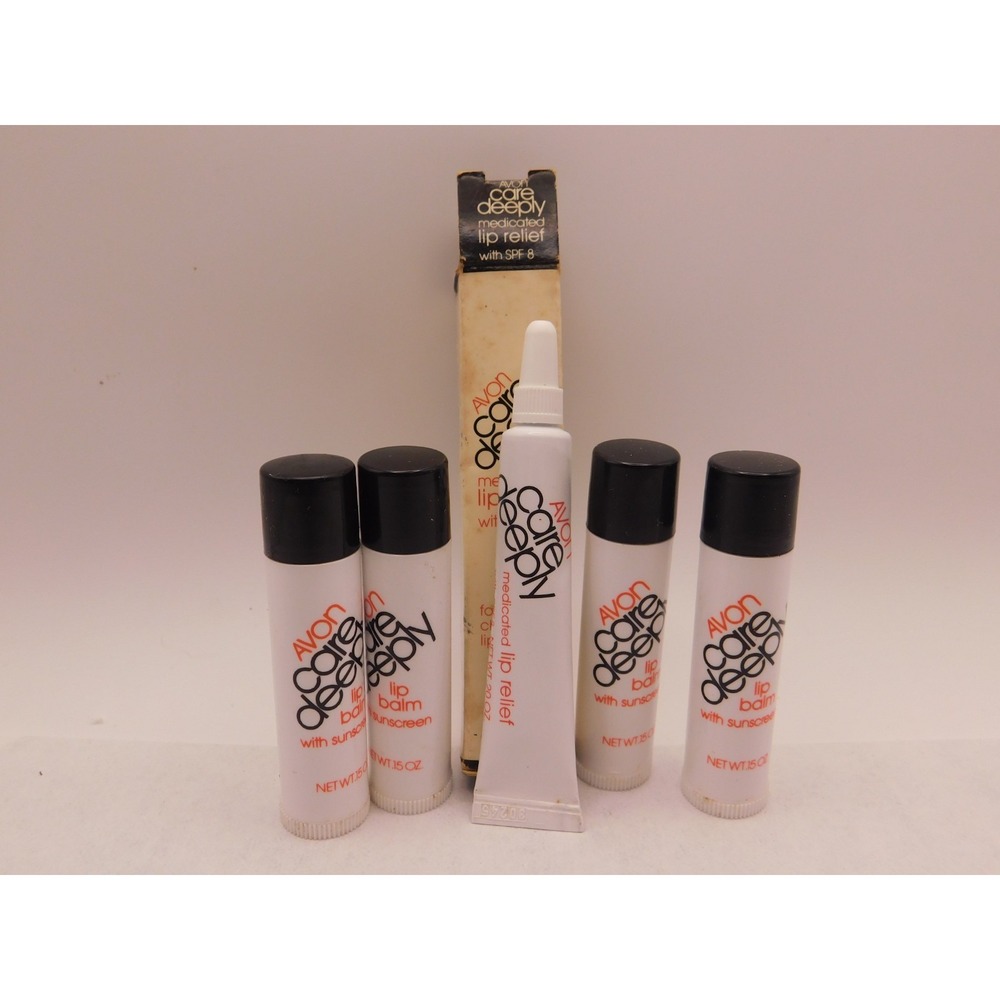 Avon VTG Care Deeply With Aloe Lip Balm/Relief  Set Of 5 NOS Discontinued 1987